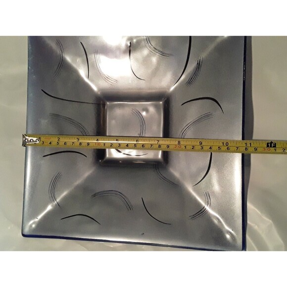 Andreas Meyer Blue Glass Hand Made in Israel Fused Art Nahariya Dish - Picture 3 of 8